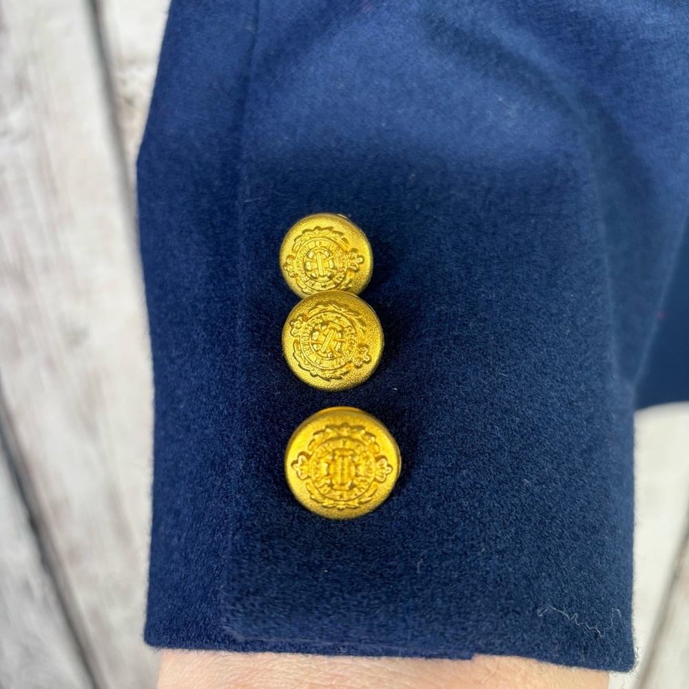Pendleton Vintage Navy Blue Blazer Suit Jacket Size 10 Petite Gold Tone Buttons - Picture 2 of 12